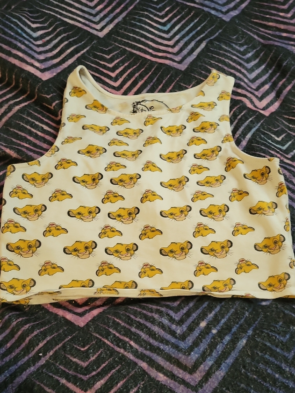 Disney Cream Tank Top with Yellow Simba Face Print